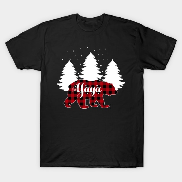 Yaya Bear Buffalo Red Plaid Matching Family Christmas T-Shirt by Kagina